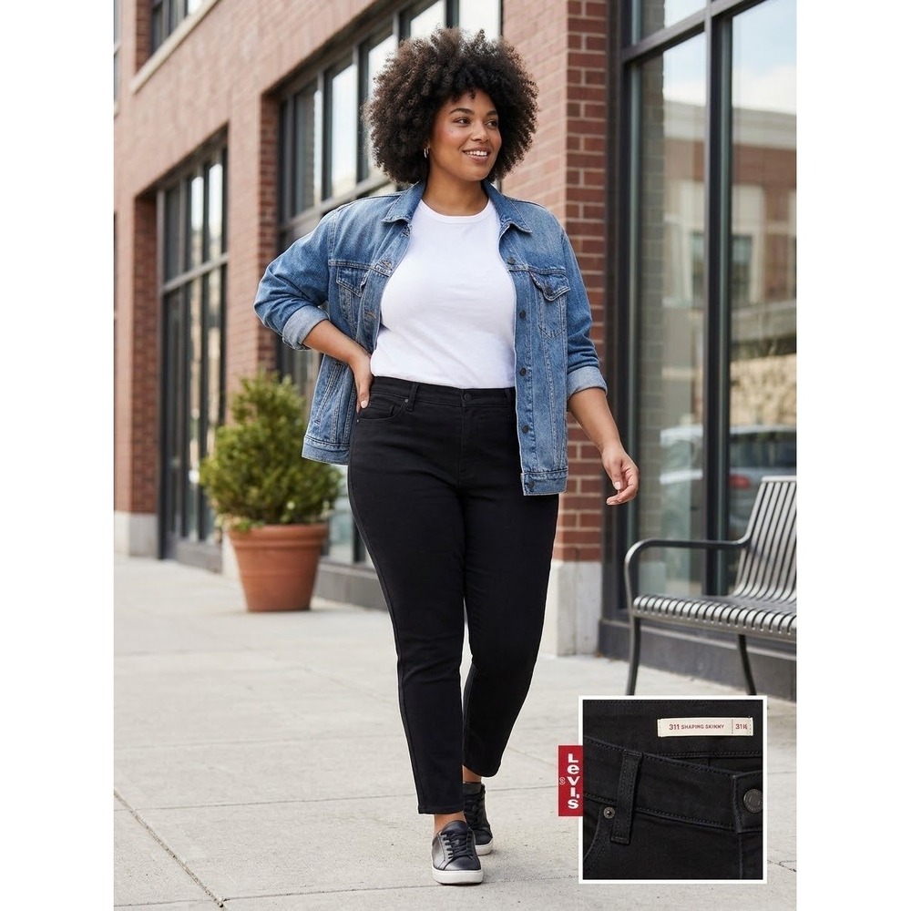 Levis 311 Shaping Skinny Jeans Women's 18W Black Mid Rise Stretch Denim